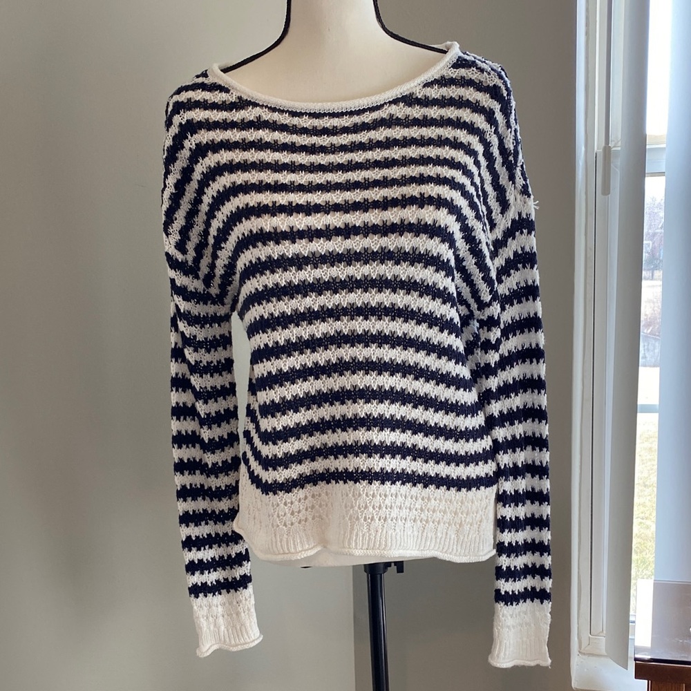 Striped Blue and White Women's Sweater